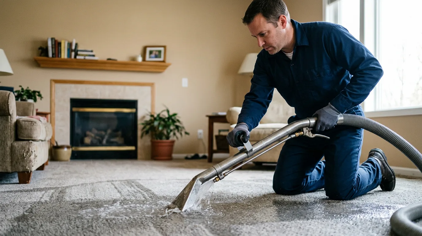 Water damage restoration technician working near Durant, IA